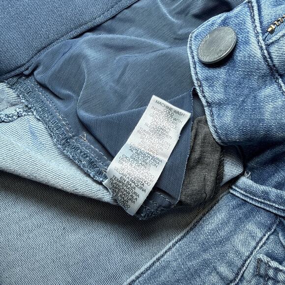 Democracy Ab Solution Straight Jean Medium Wash Button Stretch 18W Raw Hem EUC - Picture 5 of 11